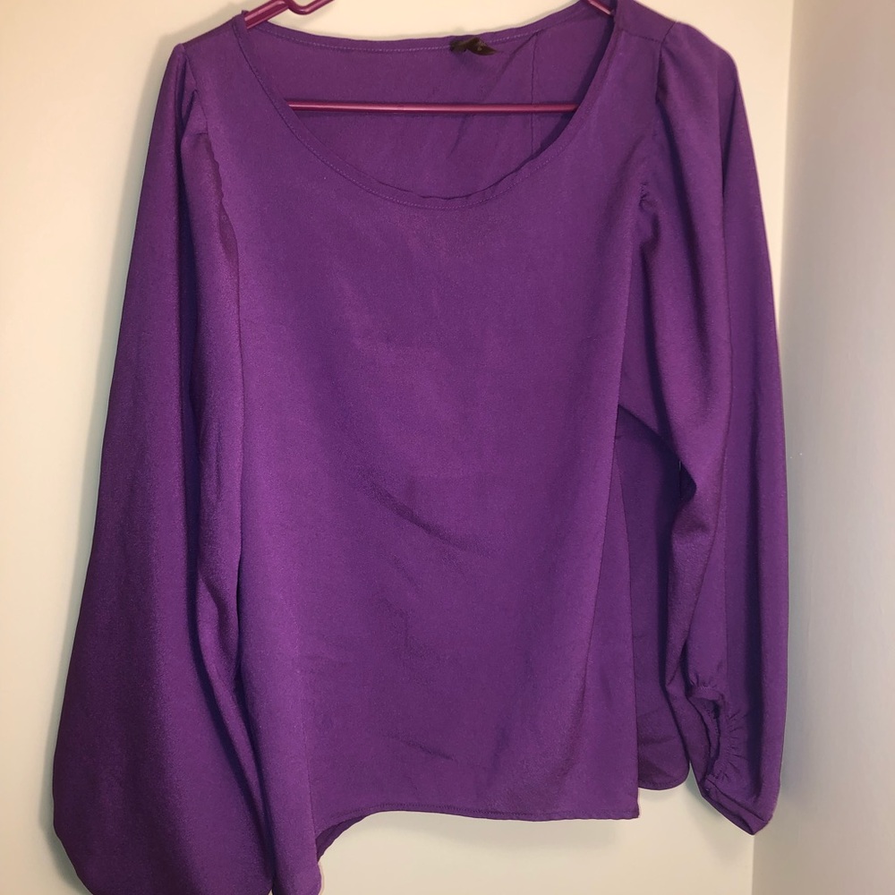 Purple open back blouse